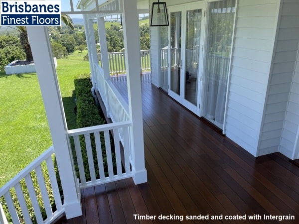 Timber decking sanded and coated with Intergrain