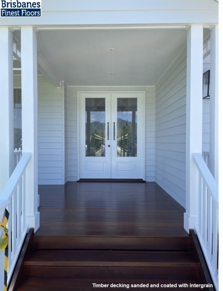 Timber decking sanded and coated with Intergrain