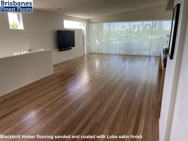 Blackbutt timber flooring sanded and coated with Loba satin finish