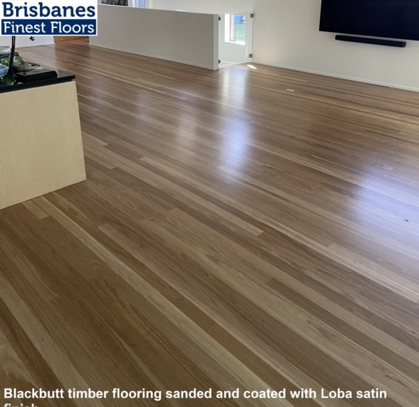 Blackbutt timber flooring sanded and coated with Loba satin finish