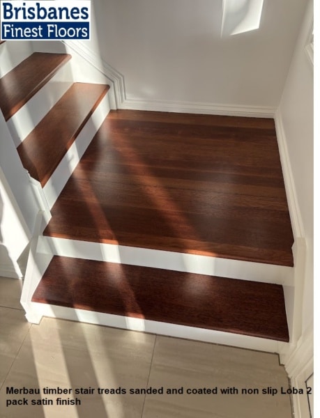 Merbau timber stair treads with non slip Loba 2 pack satin finish ...